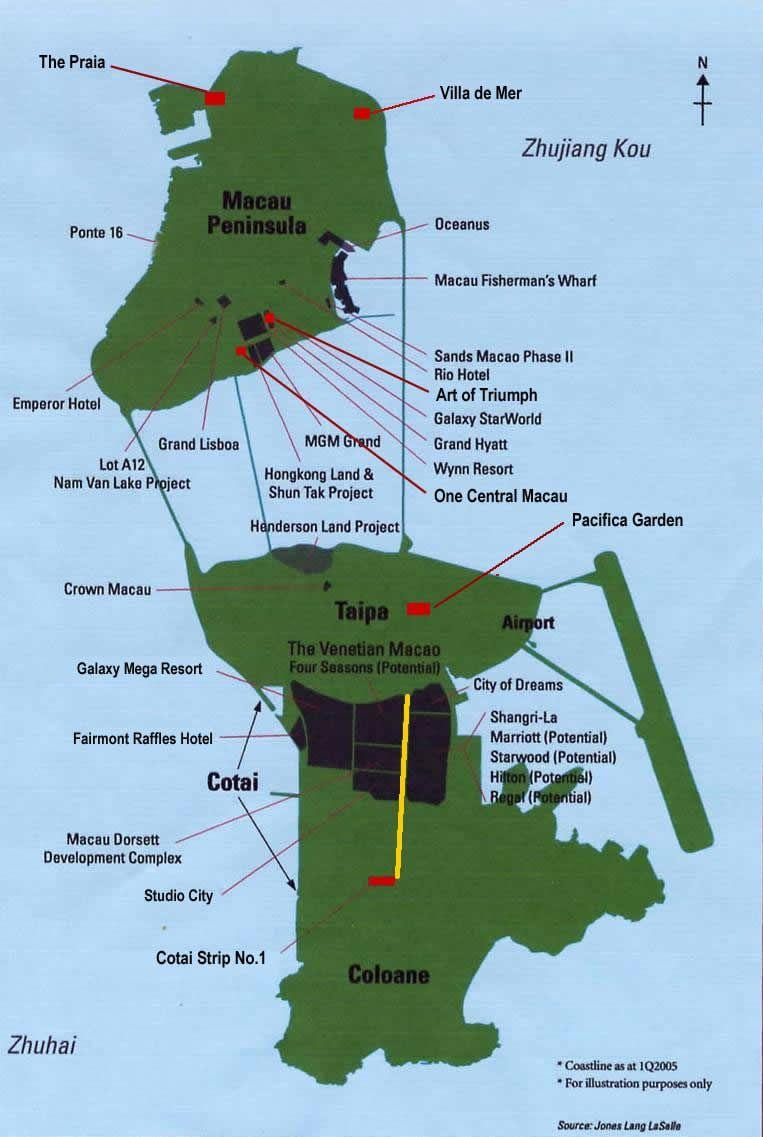 kort over Macau casino placering