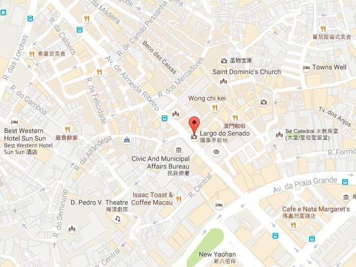 kort over Macau, senado-pladsen